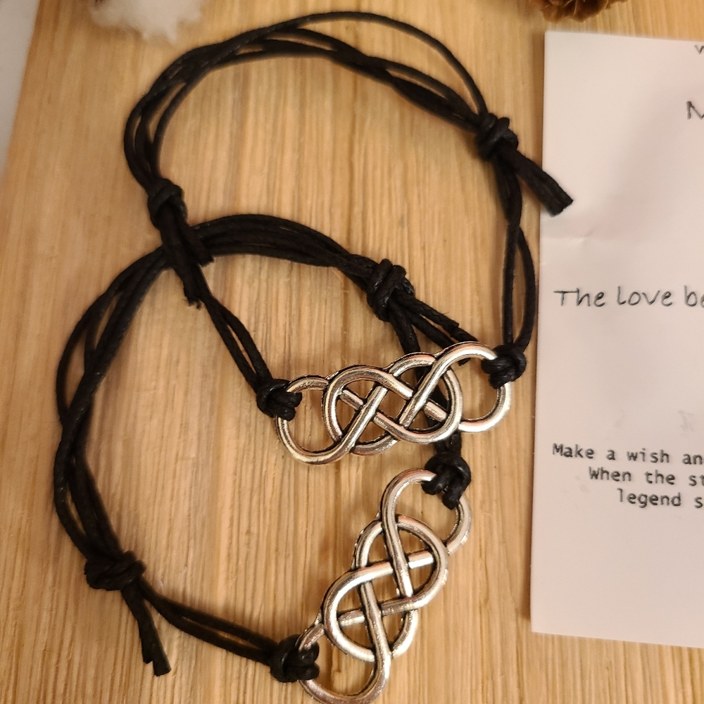 🖤🖤BACK IN STOCK🖤🖤Very Nice Mother and Son Double Infinity Bracelets in BLACK - Picture 6 of 12